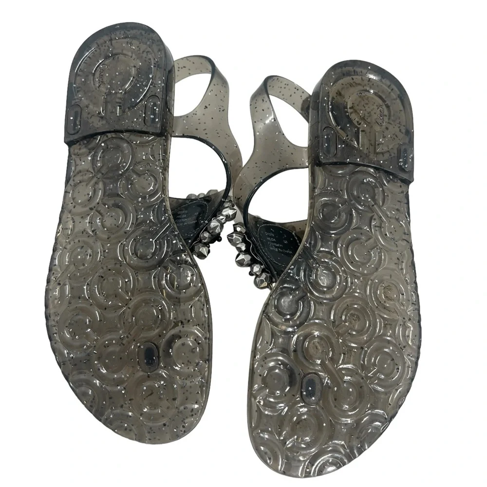 Coach Clear Glitter and‎ Beaded Hilda Jelly Sandals Women Size 5B